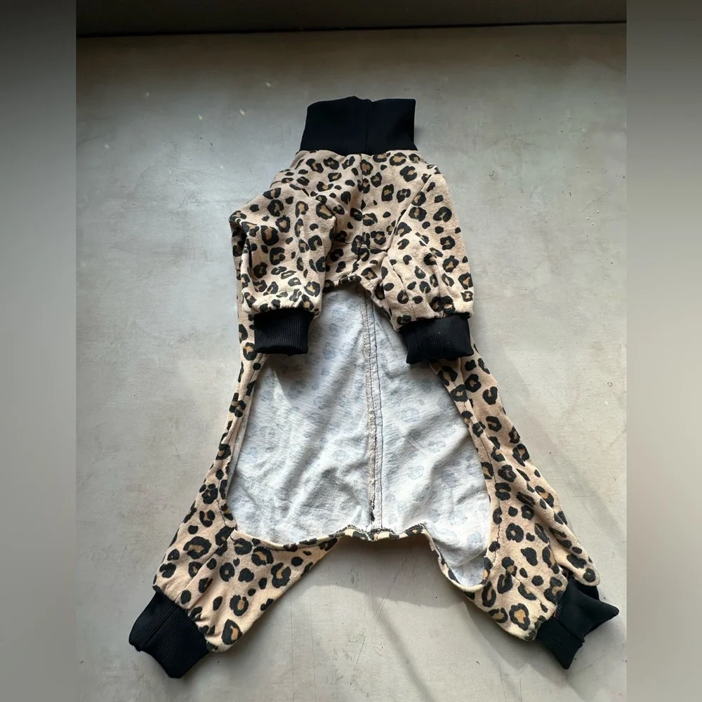 Upcycled Handcrafted Leopard Print Dog Sweater | Edgy Chic Street Style Medium